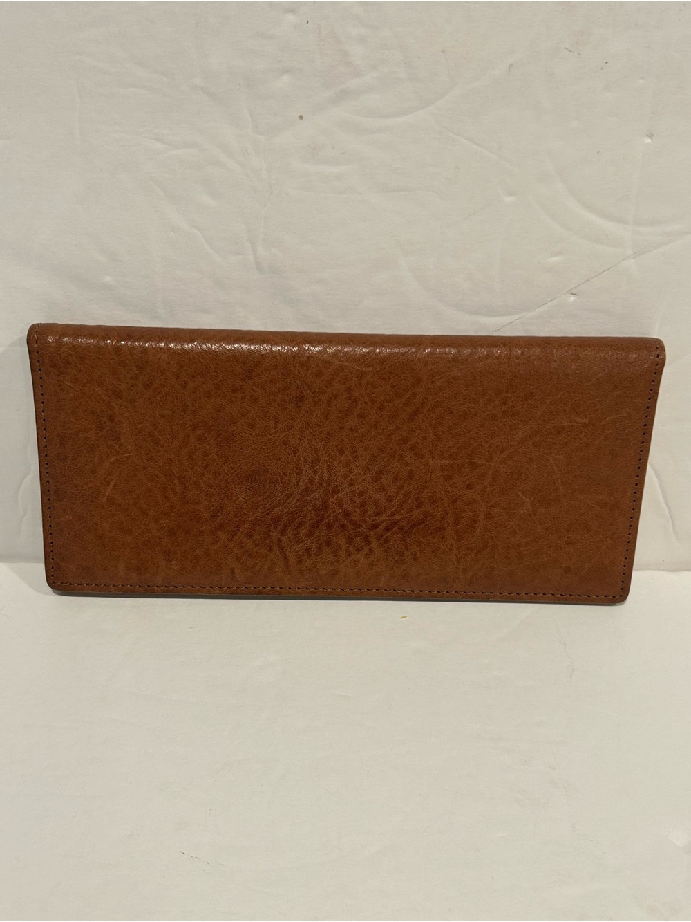 Leatherology full-grain Pebble Leather Bifold Long Wallet Cognac Minimalist